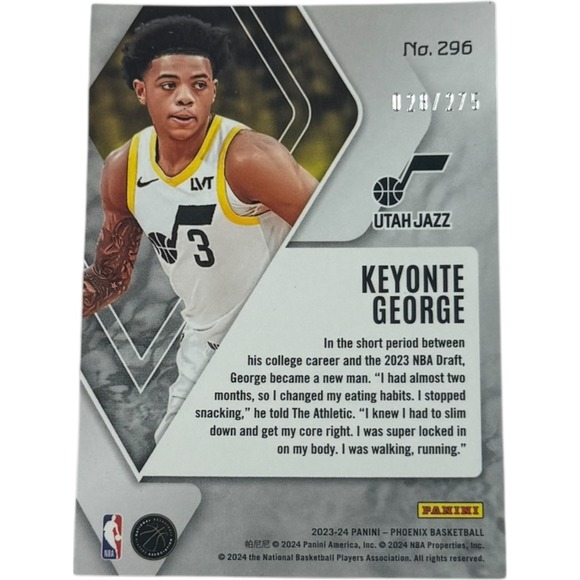 2023-24 Panini Phoenix Basketball Keyonte George RC Card 028/275 Utah Jazz - Picture 2 of 3